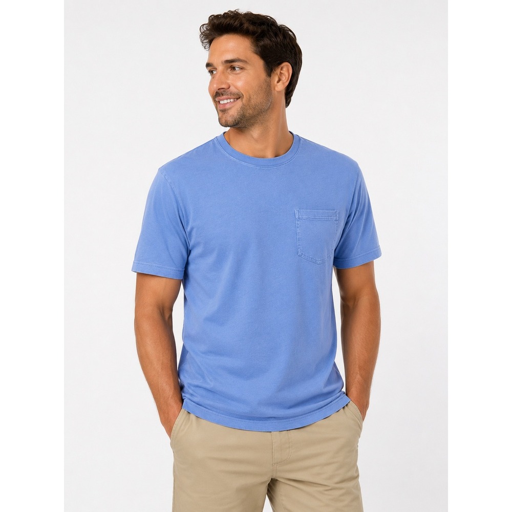 WILT Mens Vintage Wash Pocket T-Shirt Blue Cotton Crew Neck XL NEW